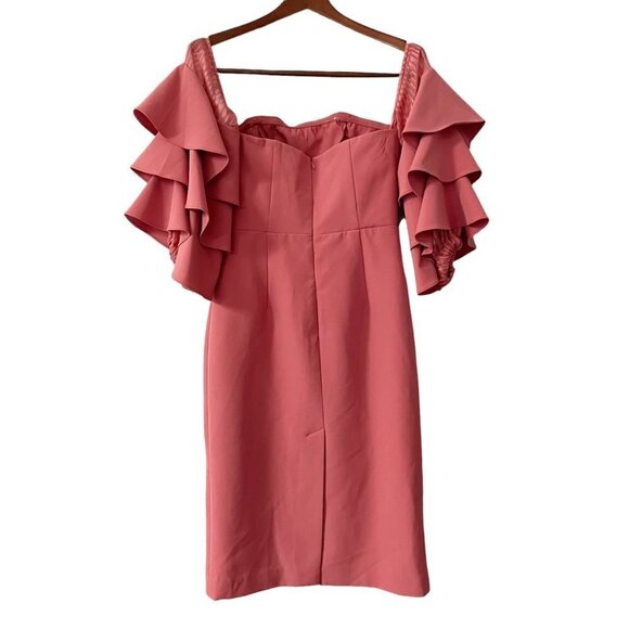 La Maison Talulah Pink Off the Shoulder Ruffle Sleeve Dress Women's Size Medium - Picture 4 of 12